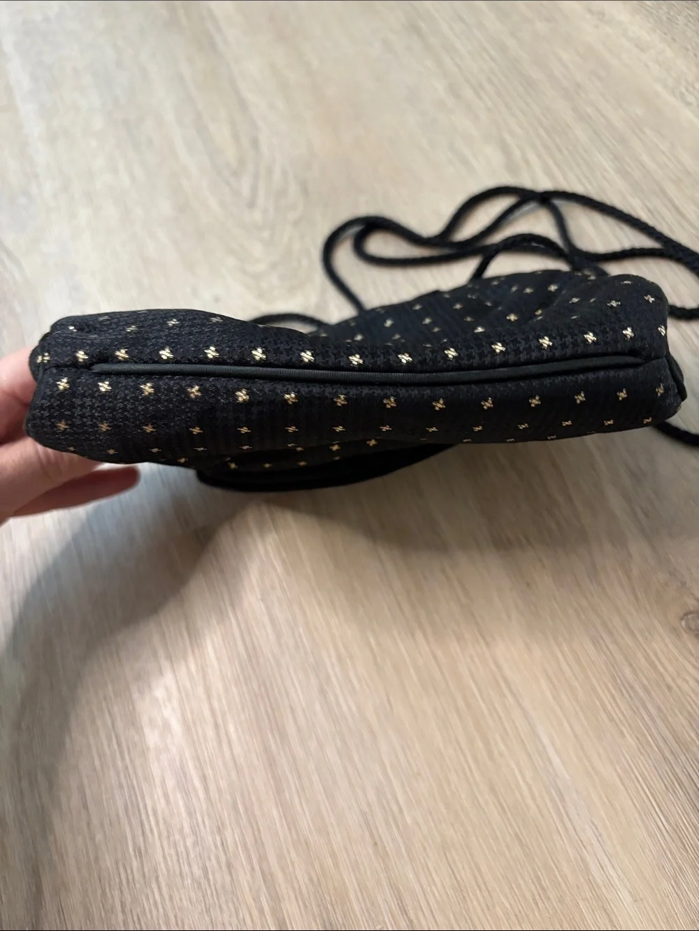 Vintage Whiting and Davis Black and Gold Star Cross Pattern Evening Bag elegant